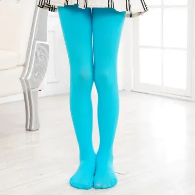 Color: SKY BLUE, Size: S - 1/2/4/6/8 Pairs/lot Spring Summer Candy Kids Pantyhose Ballet Dance Tights for Girls Stocking Children Velvet Solid White