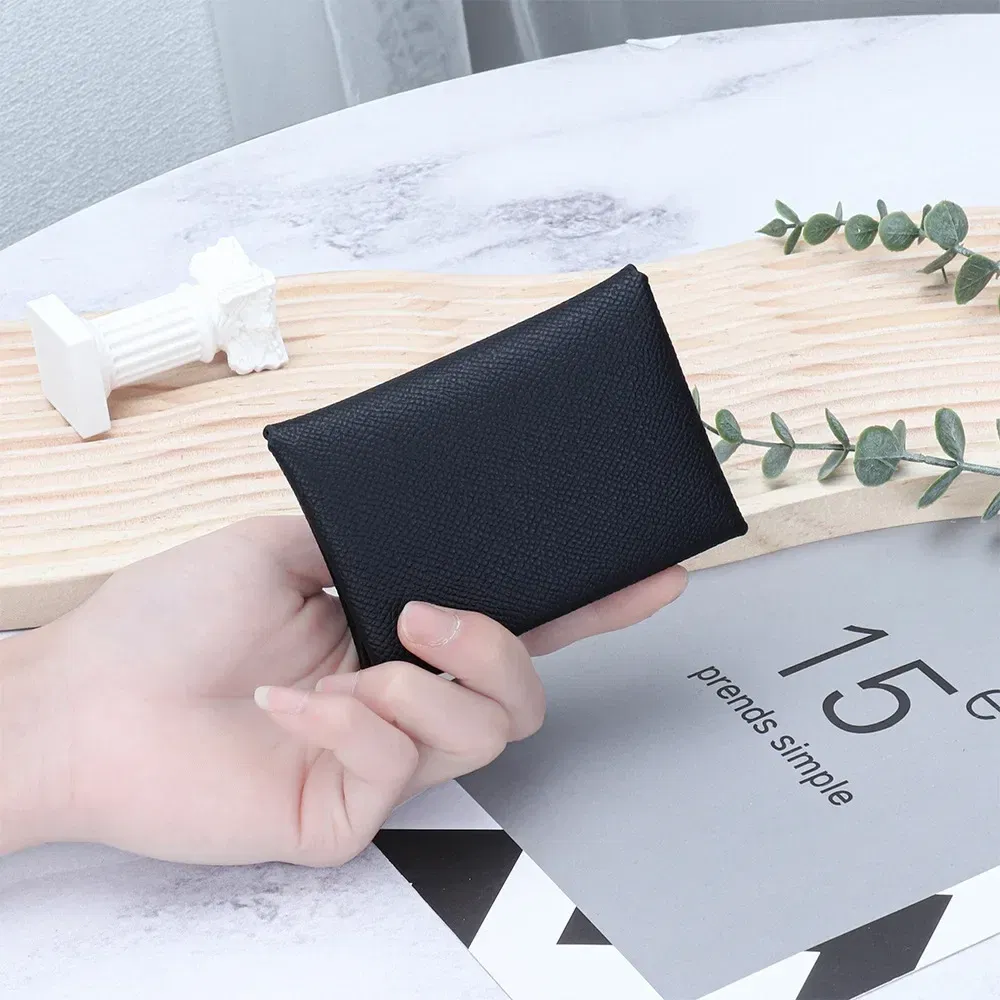 Color: black - Mini Coin Purse Genuine Leather Small Coin Wallet Genuine Leather Hasp Coin Purse Pouch Change Holder Card Holder for Men Women
