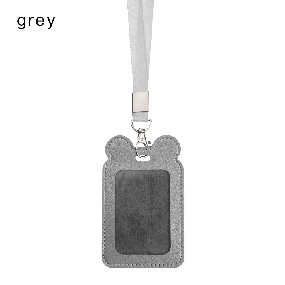 Color: Pink - Unisex Work Card Holders With Lanyard PU Bank Card Name Credit Card Holders Card Bus ID Holders Identity Badge With Neck Strap
