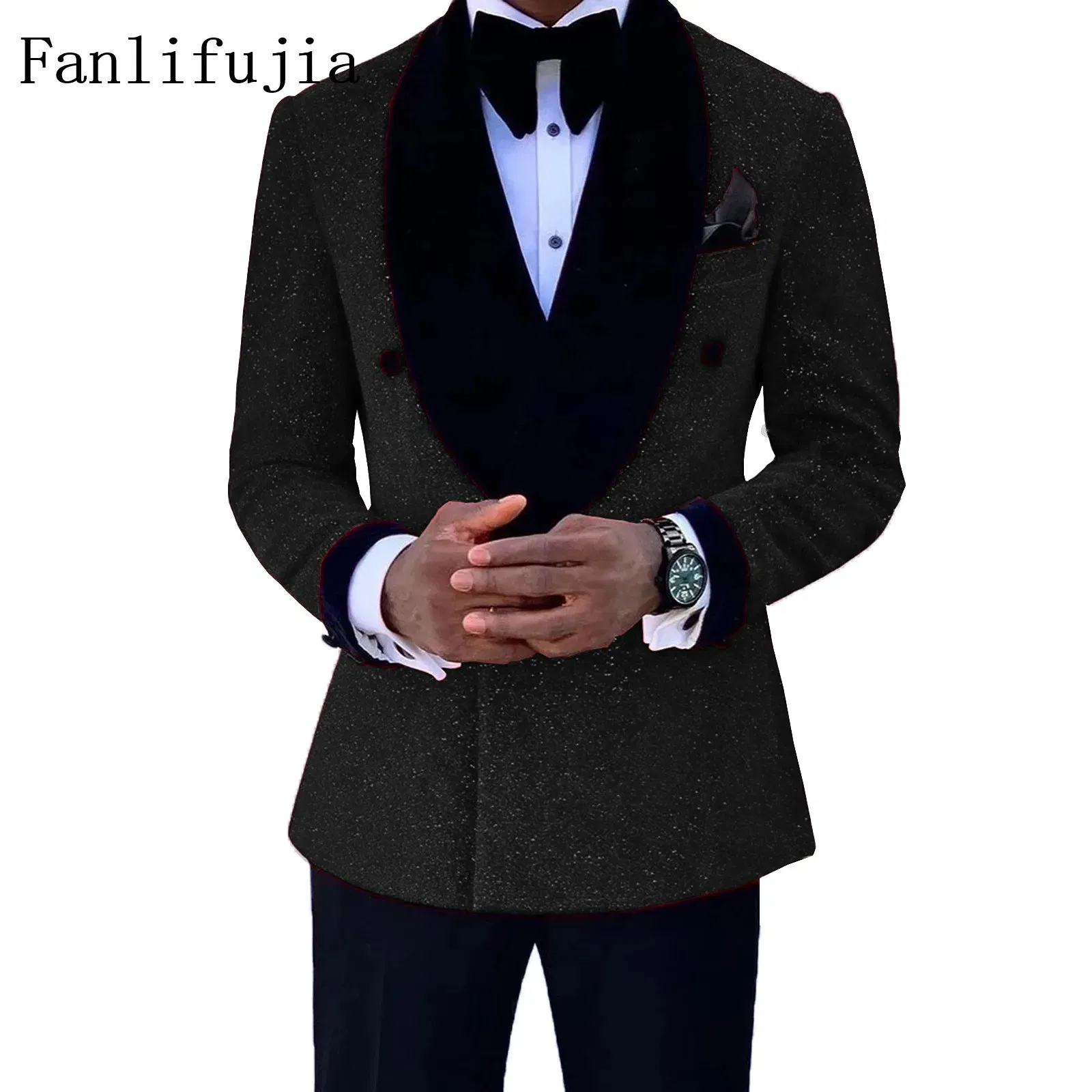 Color: Red, Size: XXL - Fanlifujia Luxury Red Glitter Suits Men Groom Wedding Tuxedo Double Breasted Blazer Formal Evening Party Prom Dress 2 Pieces Set