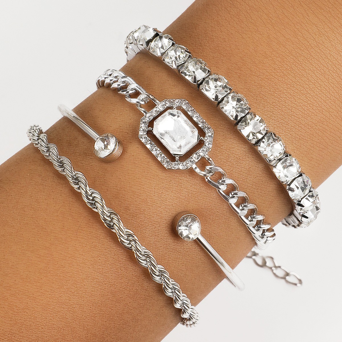 Fashion Jewelry 4 Pcs Crystal Bracelet Set Bohemian Design