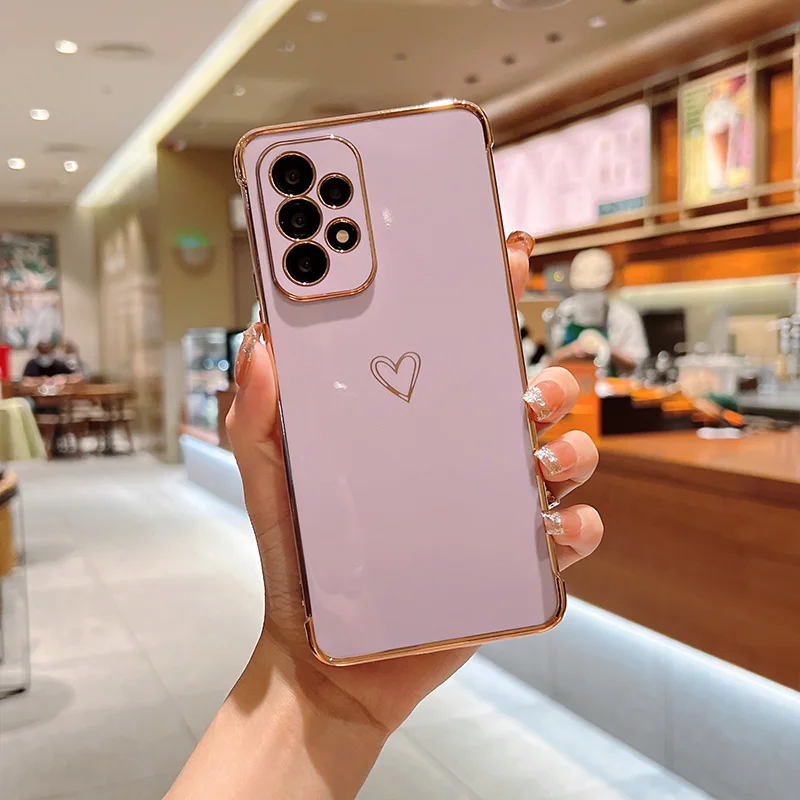 Color: Orange, Compatible-Phone Models: For iPhone 16, Ships From: CHINA - Electroplating Love Heart Phone Case For Samsung Galaxy S25 S24 Ultra S23 S22 A13 A14 A52 A53 Protect Lens Shockproof Back Cover