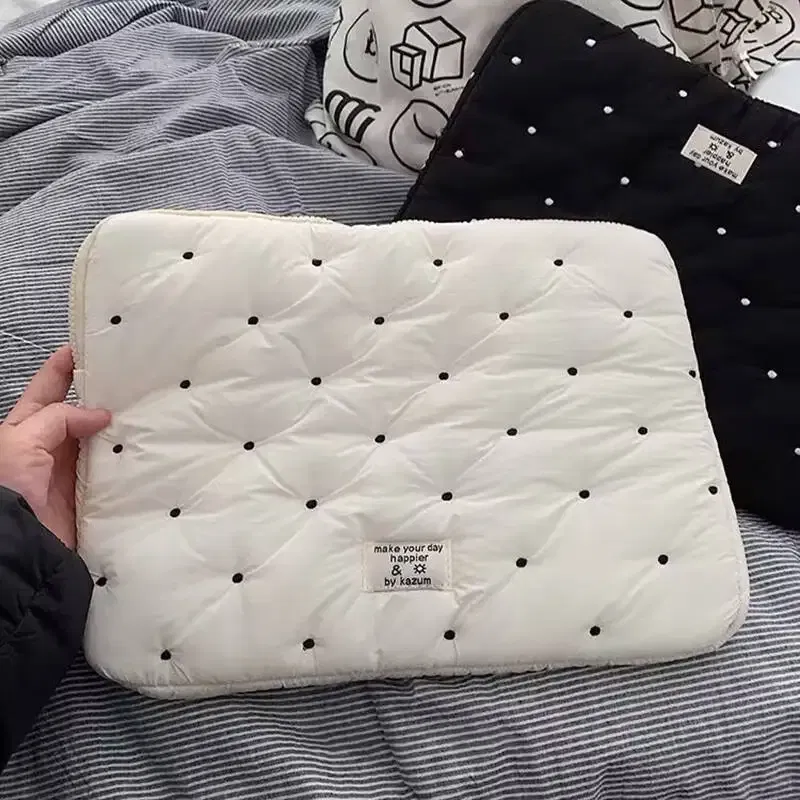Color: black, Size: 11-inch - Laptop bag for macbook air 13 case 13-14 Inch puffy notebook pouch 15-16Inch Cute laptop sleeve 9-11 Inch Tablet Sleeve girl bag