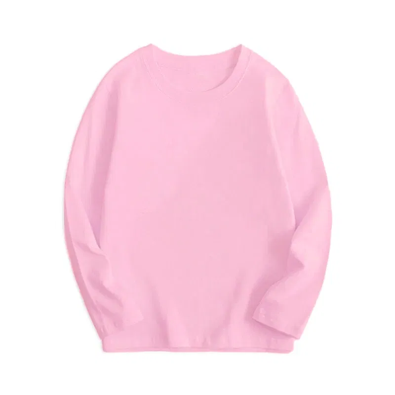 Color: Brown, Kid Size: 5 - 7 Colors Spring Long Sleeve Tees Children's T-shirt Cotton Solid Colour Base Coat Leisure Wear Boys Girls Tops Kids Clothes