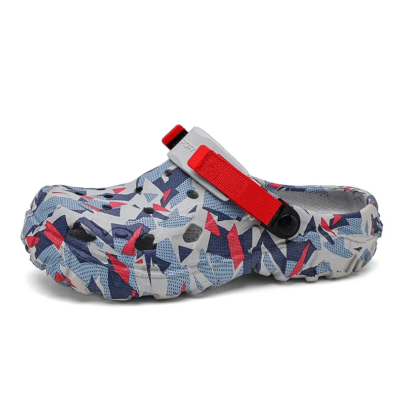 Color: Orange, Shoe Size: 46 - Men Summer Slippers Thick Sole Mens Clogs Sandals Hollow Breathable Flip Flops Sandals Shoes Fashion Beach Slippers