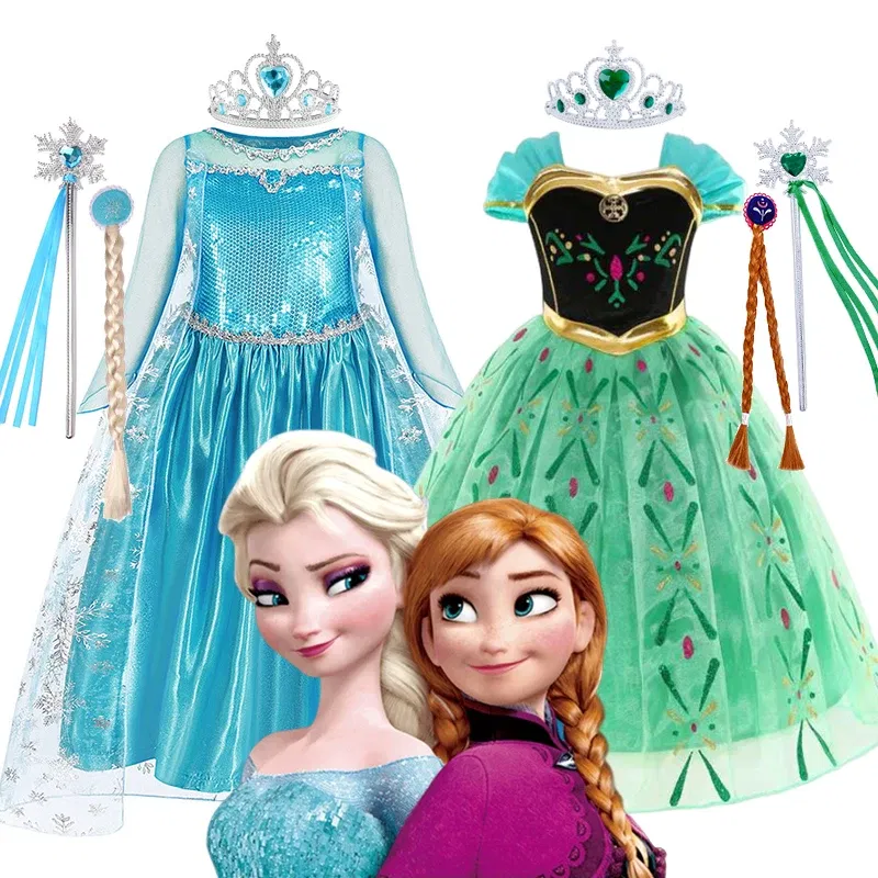 Kid Size: 13, Color: GRAY - Disney Kids Cosplay Elsa Anna Princess Dress Girls Mesh Ball Gown Halloween Carnival Birthday Clothes Snow Queen Frozen Costume