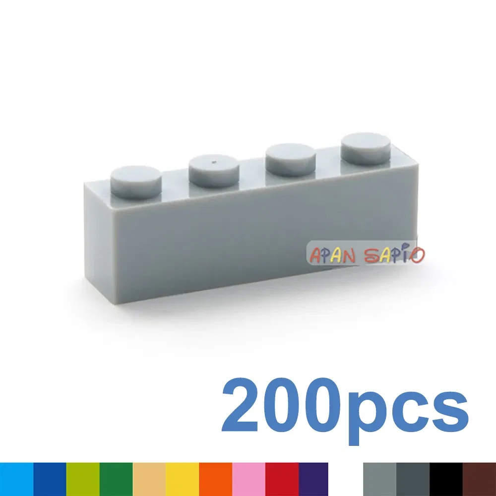 Color: Pink - 200pcs 1x4 Dots DIY Building Blocks Thick Figures Bricks Educational Creative Toys for Children Size Compatible With 3010