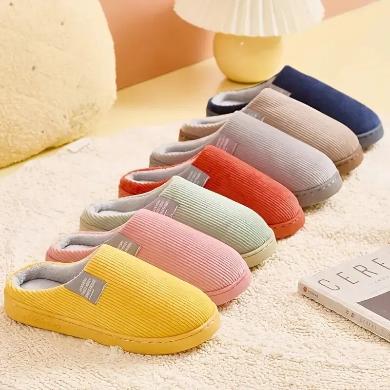Shoe Size: 42, Color: DEEP BLUE - Women's Men's Thick Soft Bottom Home Slippers Household Plush Slippers Anti-slip Thermal Slippers Indoor Winter