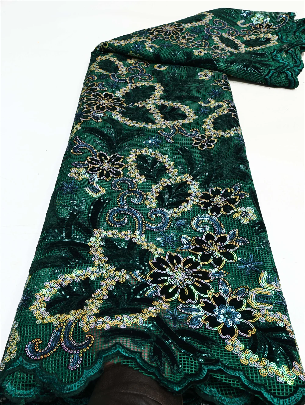Color: Blue, length: 5 yards, Width: 120cm - African Velvet Lace Fabric, High Quality Elegant Nigerian Wedding Sequins Lace Fabrics 5 Yards Laser Cutting French Tulle Laces