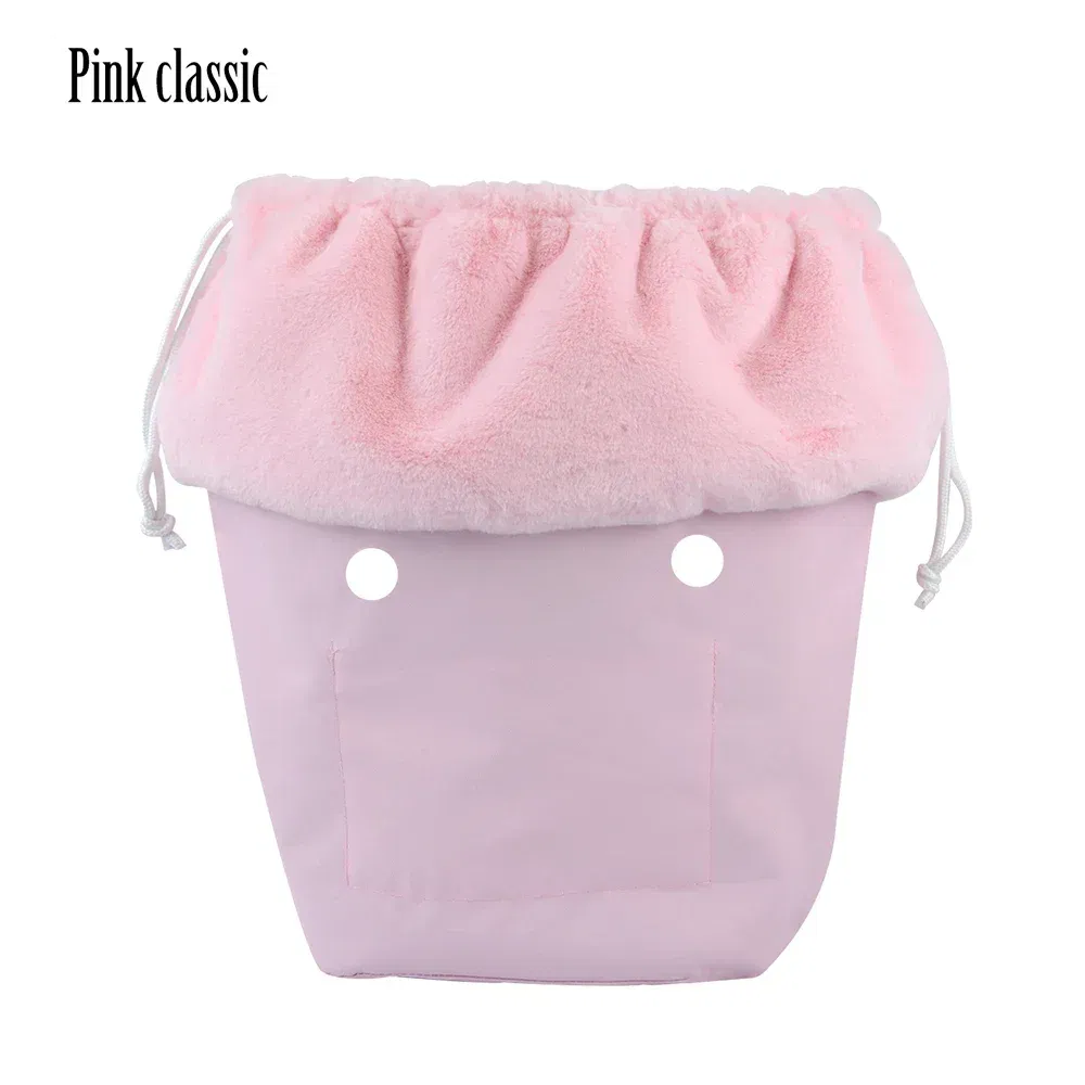 Color: Blue - 2025 Winter O Bag Large Capacity Classic Mini Plush Fur Furry Organizer Top Drawstring Colorful Inner Insert for Obag Winter