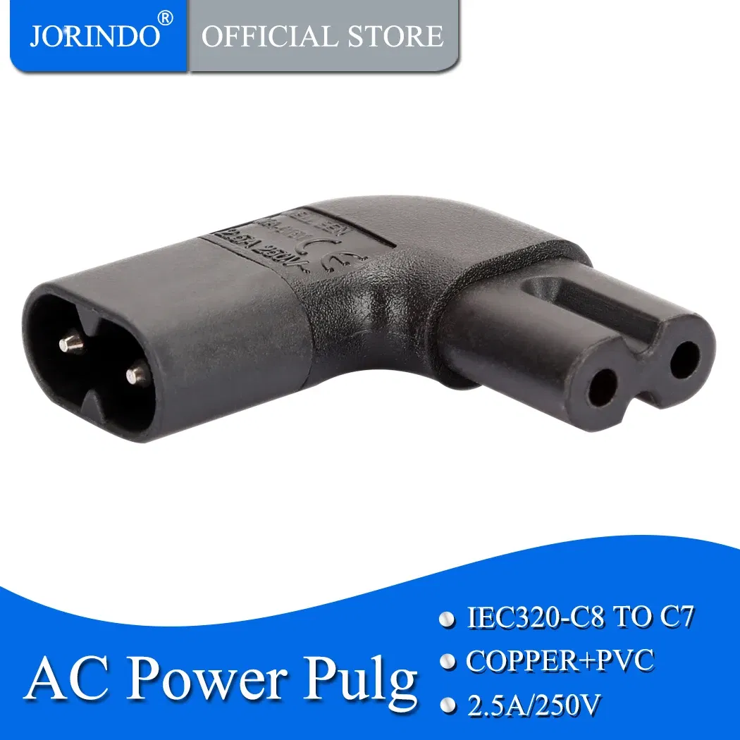 Color: black, Standard: Other - JORIDNO IEC320 C8 TO C7 Power adapter,IEC 320 C7 C8 Figure 8 left right angle AC Power adapt C7 TO C8 PLUG CONVERTER