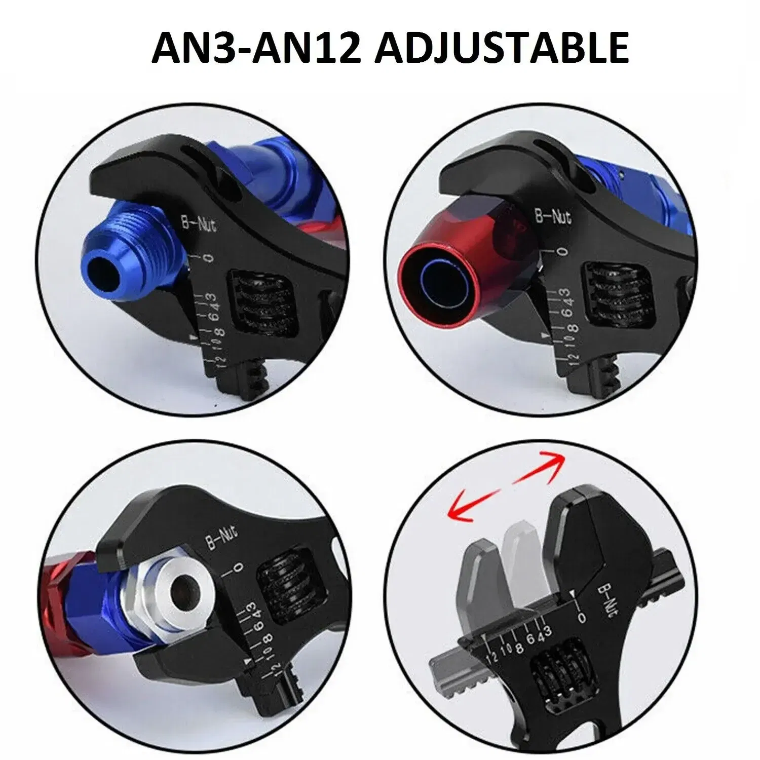 Color: Blue - Aluminum Adjustable Spanner Wrench Tool for Fuel Hose End Fitting 3AN to 12AN