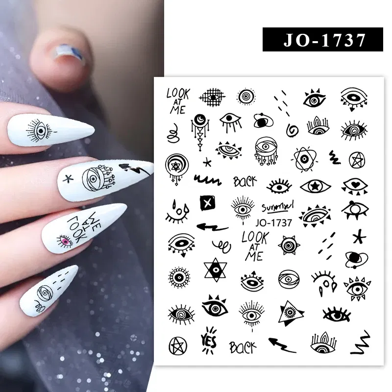 Color: White Smoke - 1Pc Christmas Stickers Santa Claus Snowflake Decals Catoon Image Muti- Pattern New Year Halloween Nail Art Stickers for Manicure