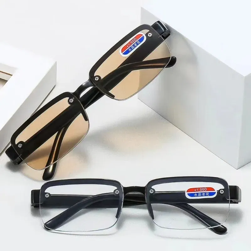 High-quality Half-frame Reading Glasses for Men Women Imitation Crystal Presbyopia Eyeglasses Blue Light Blocking Eyewear