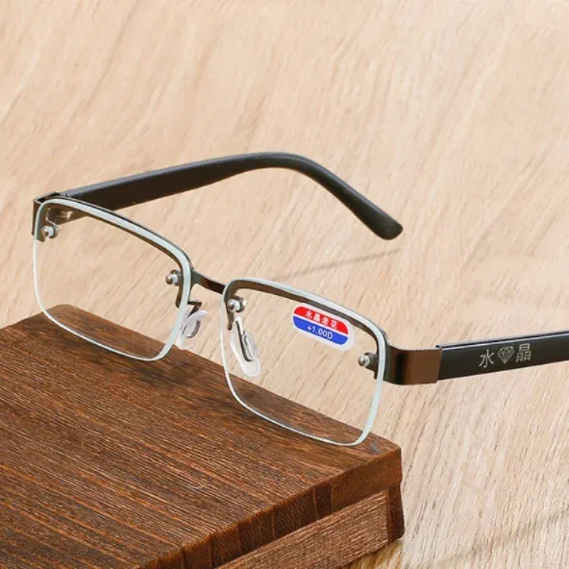 High-quality Half-frame Reading Glasses for Men Women Imitation Crystal Presbyopia Eyeglasses Blue Light Blocking Eyewear