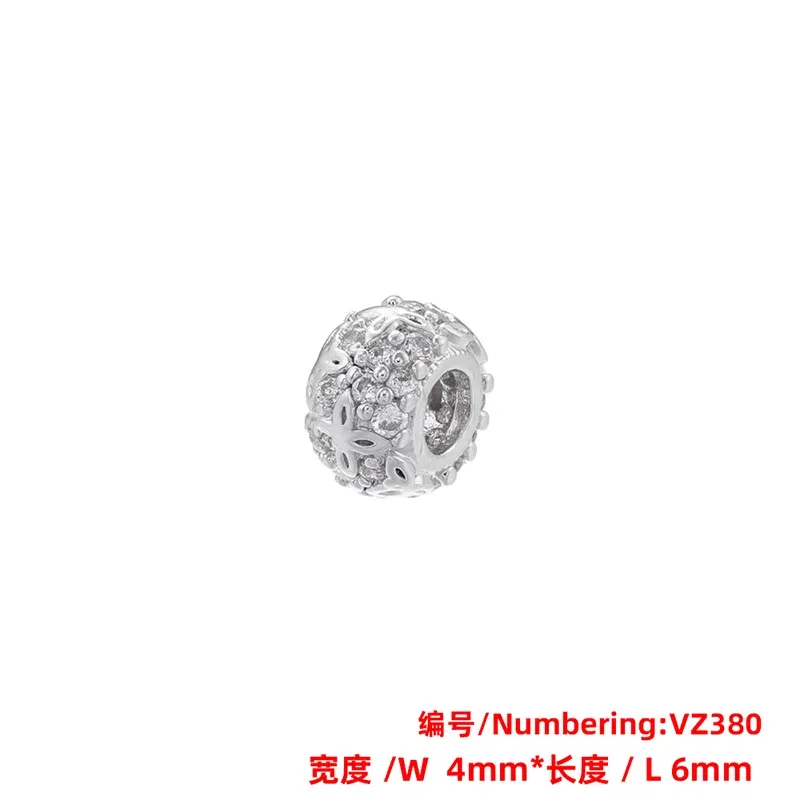 Color: black - ZHUKOU Brass flowers beads for jewelry making Cubic zirconia diy handmade Bracelets jewelry making beads Jewelry materials VZ380