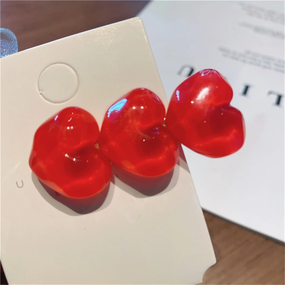 Color: Pink - Summer Candy Color Heart Hair Clips Barrettes Sweet Transparent Jelly Hairpin Women Girls Cute Handmade Hairgrips Acccessories