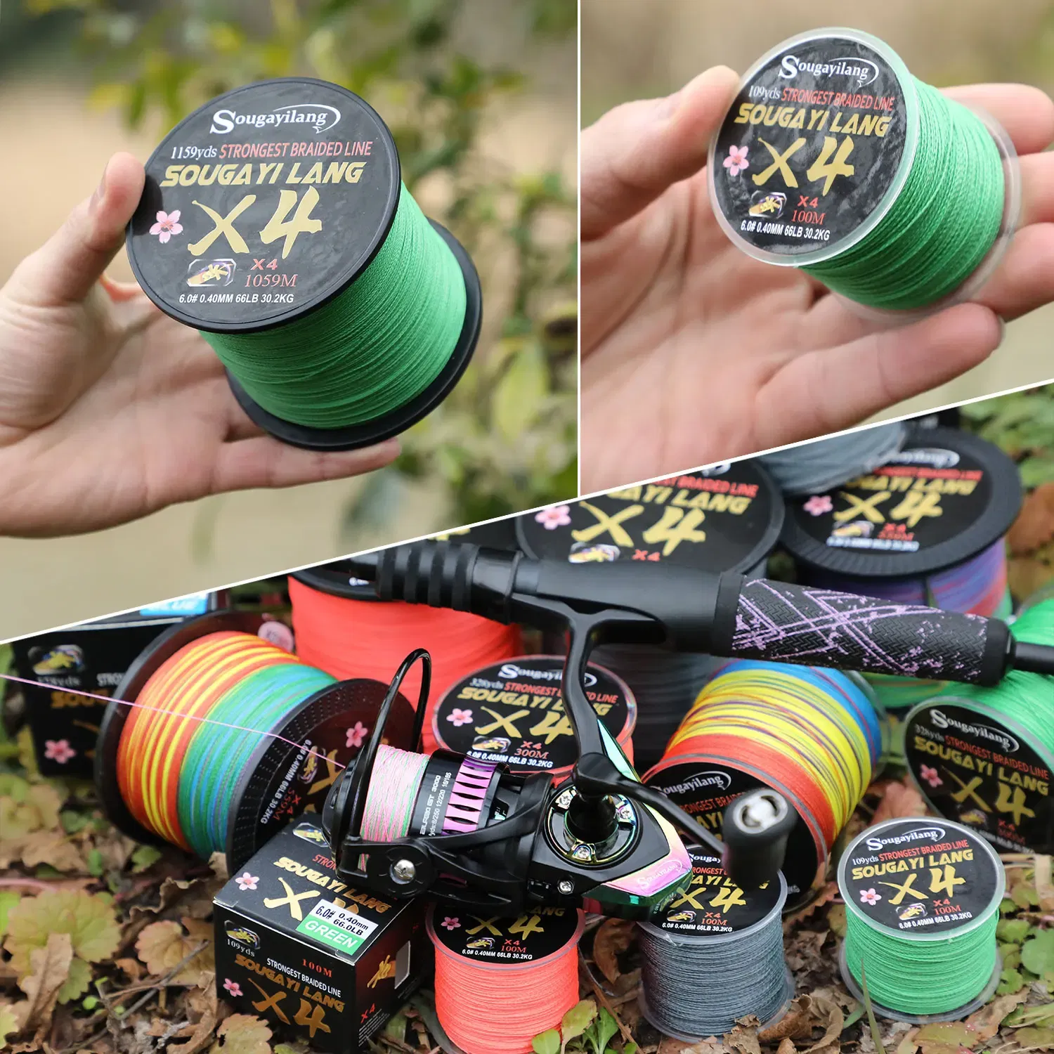 Color: Dark Grey, Line Number: 0.8 - Sougayilang Braided Line 4X 100/300m 5 Color All for Fishing Line MaxDrag 66LB Multifilament PE Line for Saltwater Sea Fishing