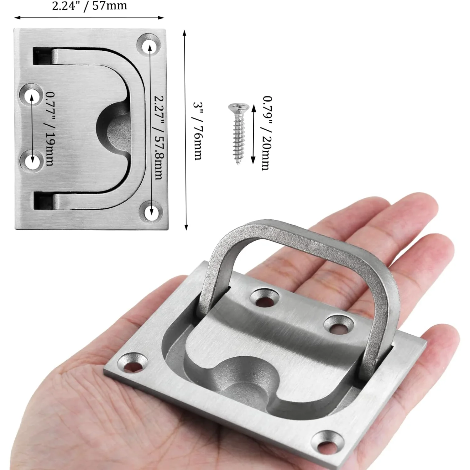 Color: Light Grey, Ships From: CHINA - 1Pcs Marine Boat Ring Pull Handle, Flush Cabinet Pulls Recessed Trap Door Handle 316 Stainless Steel Hidden Pull for Deck Dra