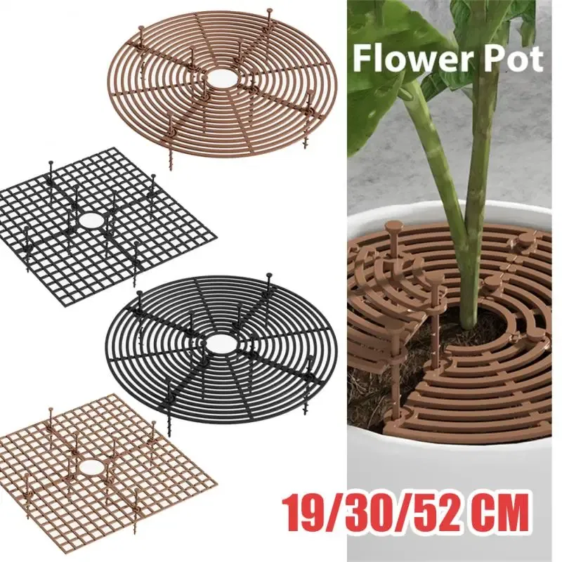 Color: WHITE, Ships From: CHINA - Plant Pot Soil Guard With Nails Plant Pot Grid Flower Pot Cover Baby Safety Mouse Plant Protector Repel Cats Garden Household