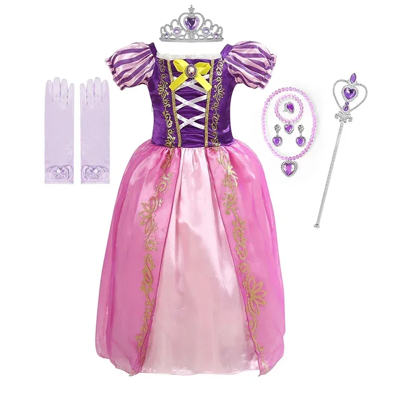Kid Size: 12, Color: Gold - Belle Princess Dress for Girls Cosplay Beauty and The Beast Snow White Costumes Kids Halloween Carnival Birthday Clothes