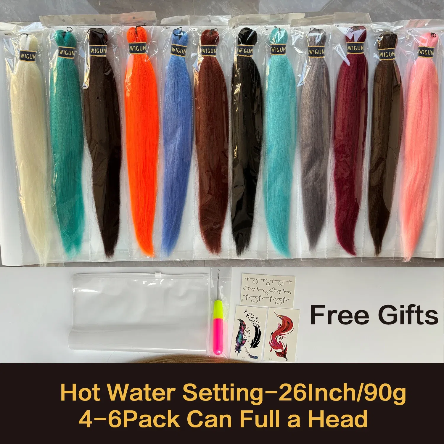 Color: PURPLE, Number of Pcs: 1pc/set, Bulk Buy: 1pc, Ships From: CHINA - Wigundle 26 Inch 90g Pre Stretched Jumbo Braiding Hair Box Twist Braids Wholesale Xpression Synthetic Hair Extensions For Women