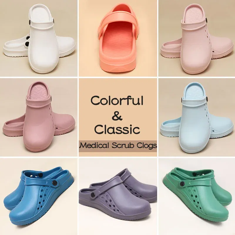 Color: black, Shoe Size: 34 - High Quality Scrub Shoes Non-slip Dentist Nursing Clogs Healthcare Service Work Slippers Soft Operating Room Protective Clogs