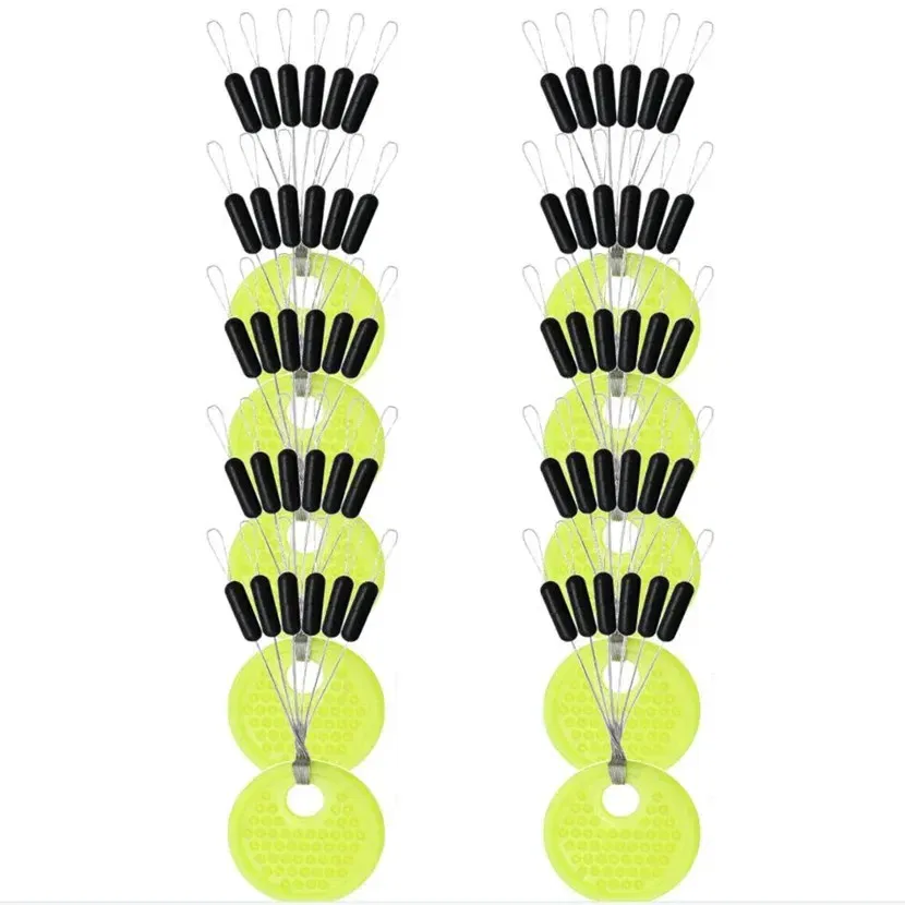 Color: Orange - 10 groups (60pcs) 0.4-8.0# Fishing Line Stopper Silicone Space Bean Stopper Fishing Float Anti-Strand Fishing Bobber Float
