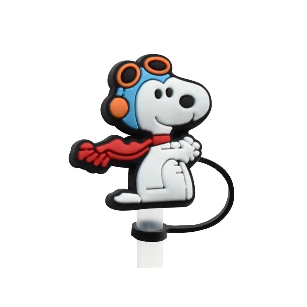 Color: MULTI - 1-12PCS Cute  MINISO Snoopy Straw Cover Cap With 30&40Oz Cup10mm Straw Toppers Reusable Dust-Proof Straw Caps Cartoon Drink Stra