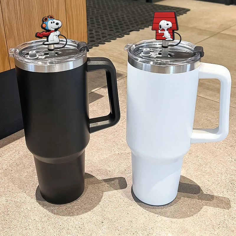 Color: MULTI - 1-12PCS Cute  MINISO Snoopy Straw Cover Cap With 30&40Oz Cup10mm Straw Toppers Reusable Dust-Proof Straw Caps Cartoon Drink Stra