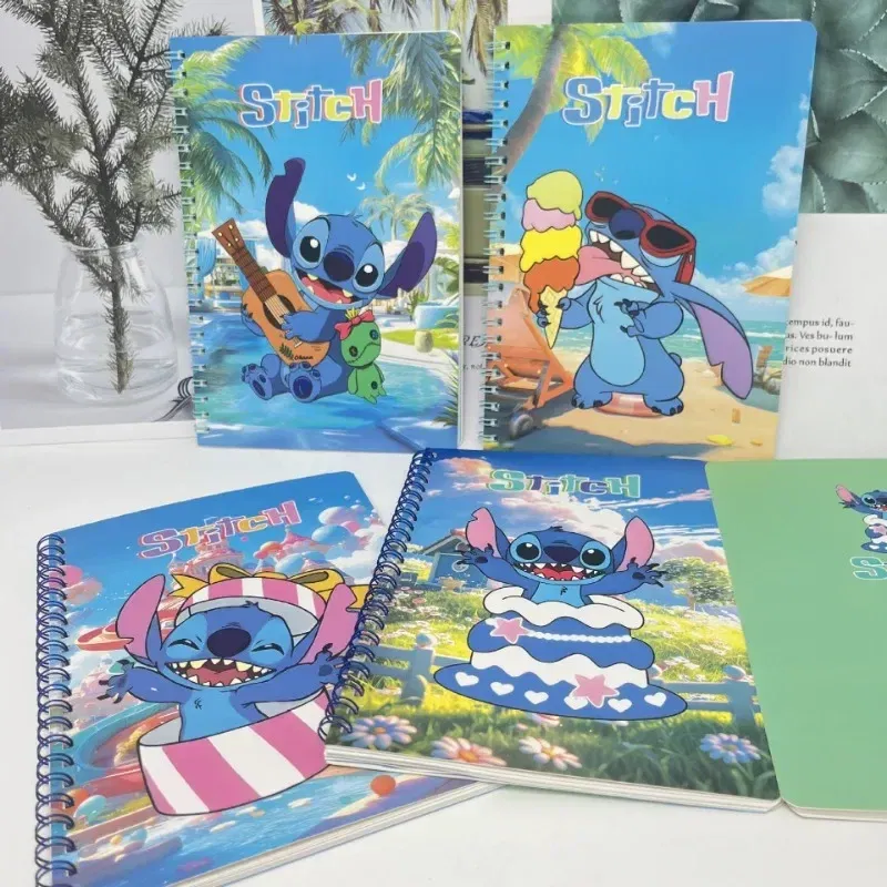 Color: Orange - Disney Stitch Notebook Cute Cartoon Anime Students Notepad Kids Diary Fashion Stationery Learning Supplies Kawaii Holiday Gifts
