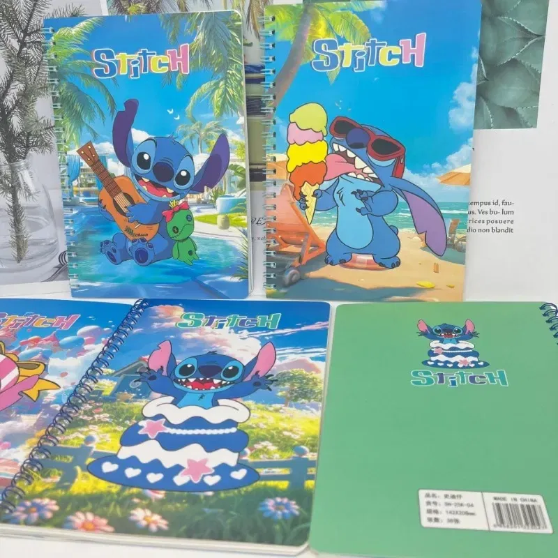 Color: Orange - Disney Stitch Notebook Cute Cartoon Anime Students Notepad Kids Diary Fashion Stationery Learning Supplies Kawaii Holiday Gifts
