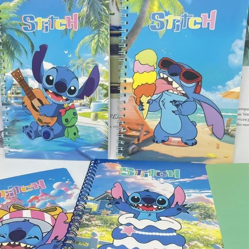Color: Orange - Disney Stitch Notebook Cute Cartoon Anime Students Notepad Kids Diary Fashion Stationery Learning Supplies Kawaii Holiday Gifts
