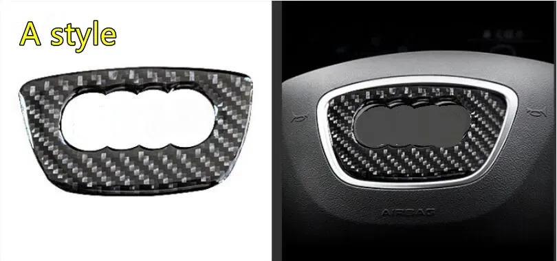 Color Name: Black - Car Carbon Fiber Steering Wheel Logo Sticker Frame Cover For Audi A1 A3 A4 A5 A6 A7 Q3 A6 C7 Q5 A8 Q7 B6 B7 Auto Accessories