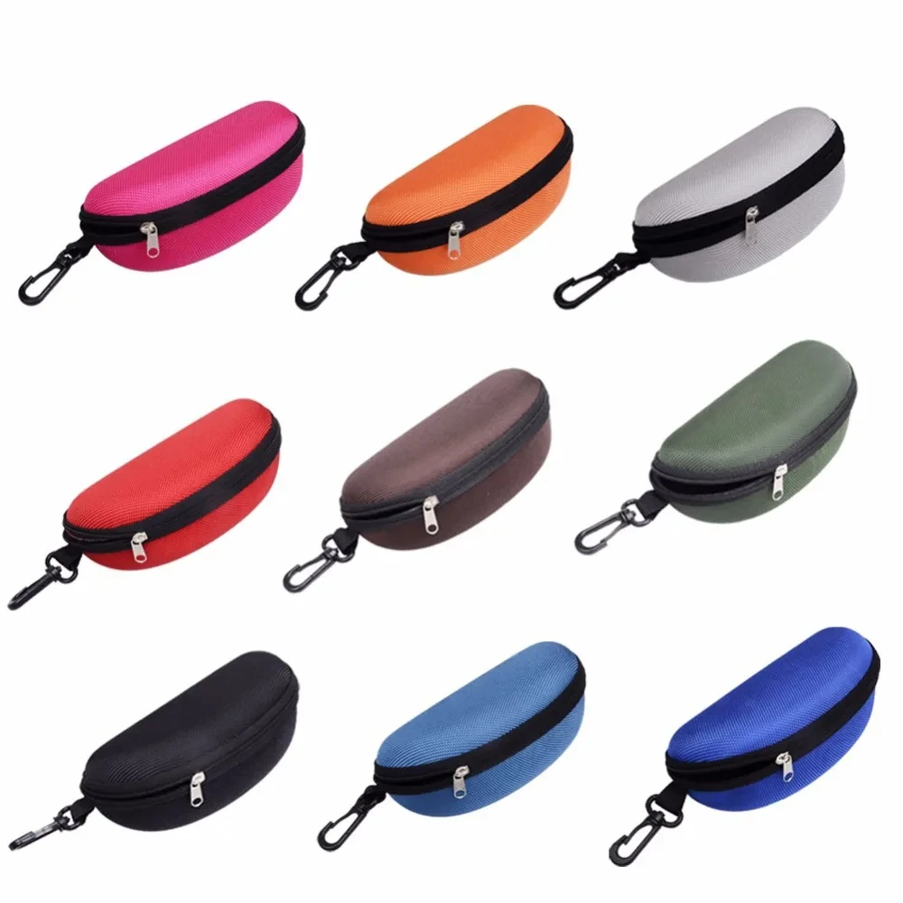 Color: black - Glasses Storage Box Men Women Sunglasses Reading Protector Cover Travel Portable EVA Zipper with Hook Eyeglasses Case