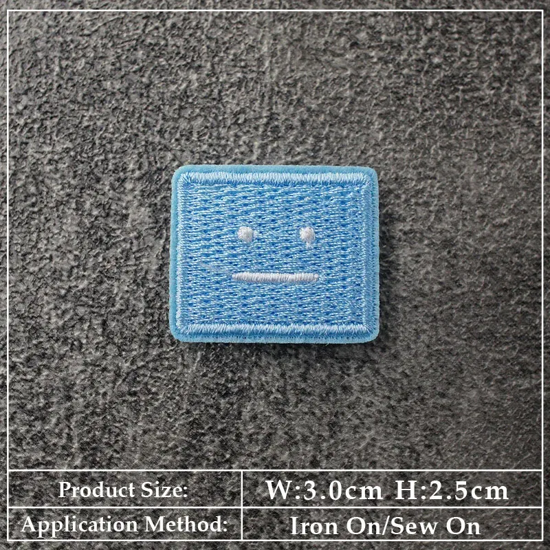 Color: DULL - Square Expression Embroidered Applique Patches Fabric Garment Apparel Clothing Accessories Embroidery Badges Pink Black White