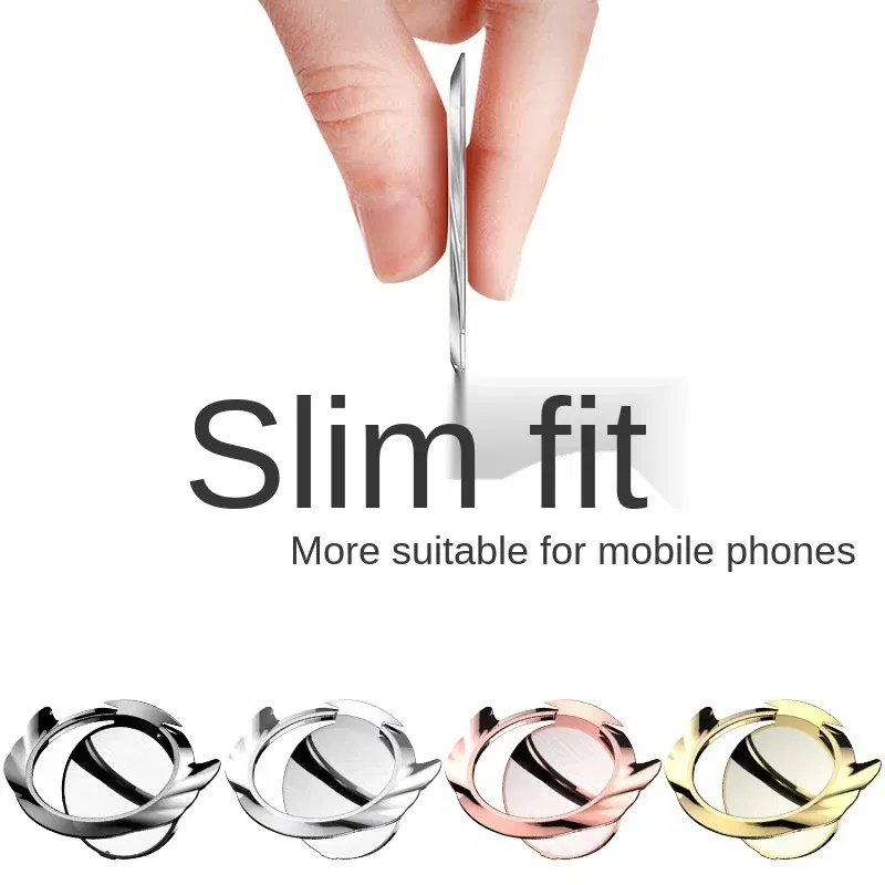 Color: Silver - 360 Degrees Ultra-thin Angel Ring Bracket Xiaomi Huawei Car Phone Holder Bracket Metal Desktop Phone Stand