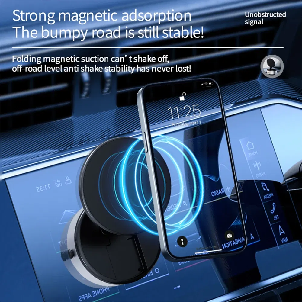 Color: Red - Intelligent Mobile Phone Holder Double-Sided Car Mount Magnetic Universal Adsorption Bracket Vacuum Adsorption Stable For Phone