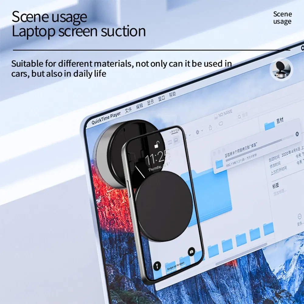 Color: Red - Intelligent Mobile Phone Holder Double-Sided Car Mount Magnetic Universal Adsorption Bracket Vacuum Adsorption Stable For Phone