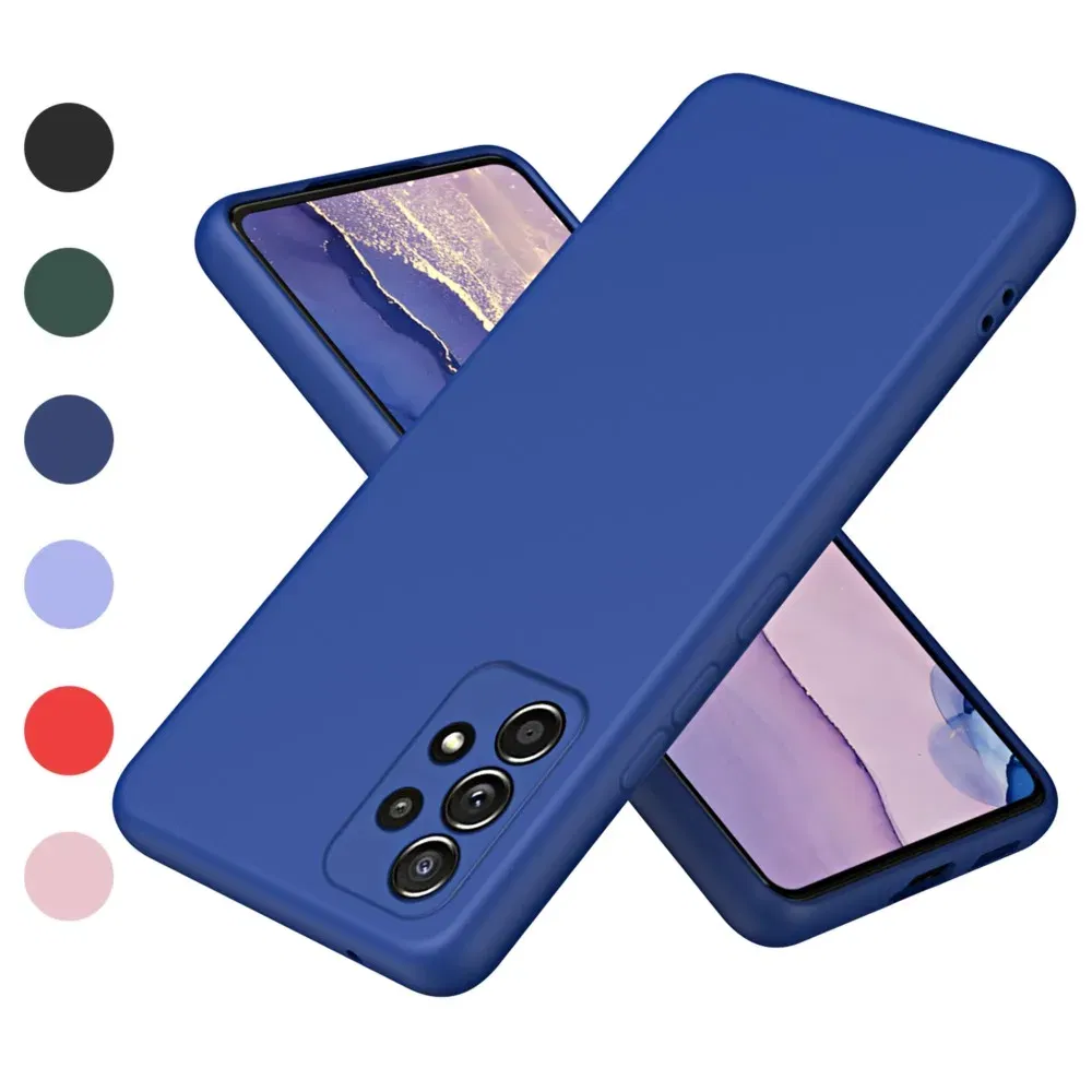 Color: Red, Material: Microfiber - Solid Silicone Protect Case For Samsung Galaxy A13 A23 A33 A53 A73 A12 A22 A32 A52 A52S A72 A04 A04S A14 A24 4G A34 A54 Cover