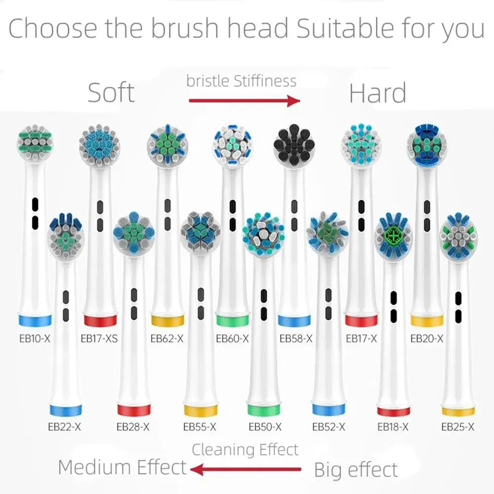 Color: transparent - 4PCS Dupont Bristle Electric Toothbrush Heads Whiten teeth/Daily Clean/Precison Cleaning/Soft Care Teeth Function For Oral B