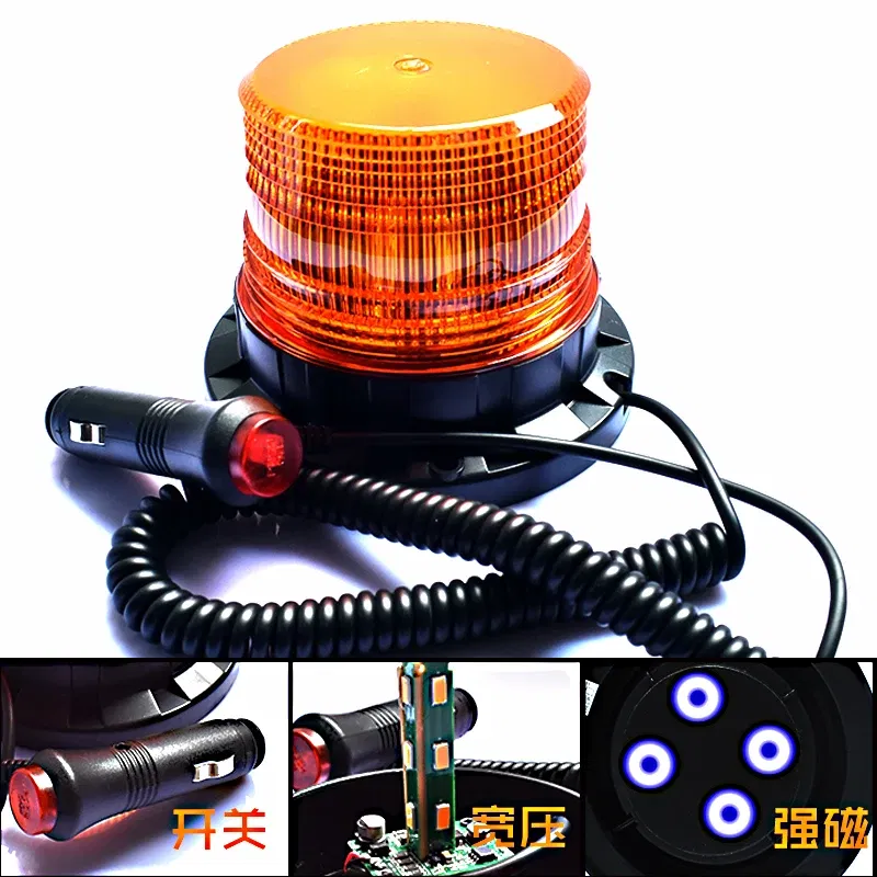Emitting Color: Blue - LED Strobe Police Light 12v/24v Amber Warning Lights,Emergency Flash Beacon Light Magnetic for Forklift Trucks Vehicle 9-80V
