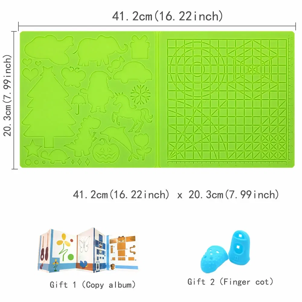 color: Red - Silicone Design Rubber Pad for 3D Printing Pen with 2 Finger Protectors Template Drawing Tools for Kids Adults Drawing DIY Tools