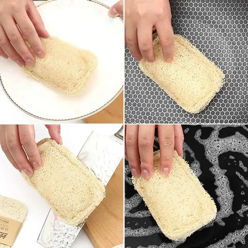 Color: Blue, Ships From: United States - Natural Luffa Dish Washing Cloth Sponge Loofah Scrub Pad Dish Pot Easy To Clean Scrubber Sponge Kitchen Clean Brushes Pad