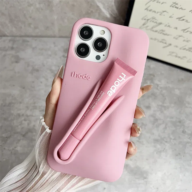 Color: Clear, Bundle: Bundle1, Material: Leather - Phone Case For iPhone 12 13 14 15 16 Pro Max Plus 17 Air Portable Lip Gloss Holder Lipstick Silicone Soft Bumper Cover Lip Glaze