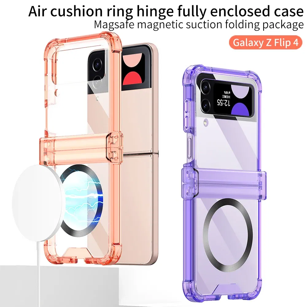 Color: SKY BLUE, Material: CANVAS - For Samsung Galaxy Z Flip 5 4 3 Magsafe Magnetic Wireless Charging Case Colorful Transparent Folding Hinge Shockproof Hard Cover