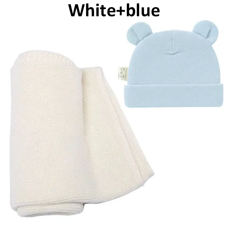 Color: green, Size: Option 2, Ships From: CN - Personalized Baby Name Newborn Cotton Beanie and Knitted Blanket Set Embroidered Name Covering and Cute Hat Gift Set