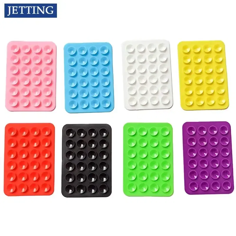 Color: Pink - Double Side Silicone Suction Pad For Mobile Phone Fixture Suction Cup Backed Adhesive Silicone Rubber Sucker Pad For Fixed Pad