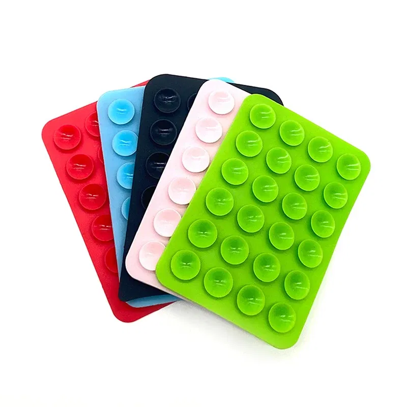 Color: Pink - Double Side Silicone Suction Pad For Mobile Phone Fixture Suction Cup Backed Adhesive Silicone Rubber Sucker Pad For Fixed Pad