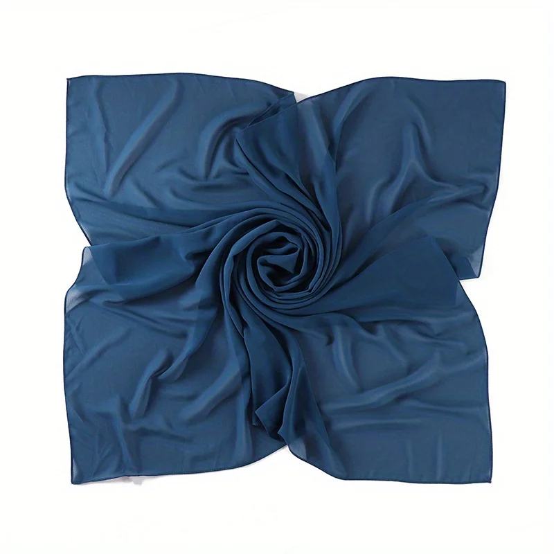 Color: green, Size: One Size - 110*110cm Chiffon Square Hijabs Scarf For Woman Muslim Turban Hat Islam Headscarf Women Plain Veil Jersey Hijabs Ramadan